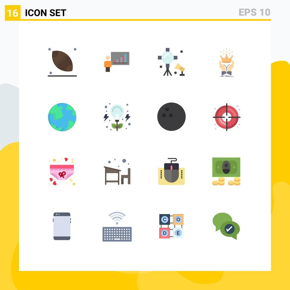 Set of 16 Vector Flat Colors on Grid for royal king illumination honor studio lights Editable Pack of Creative Vector Design Elements
