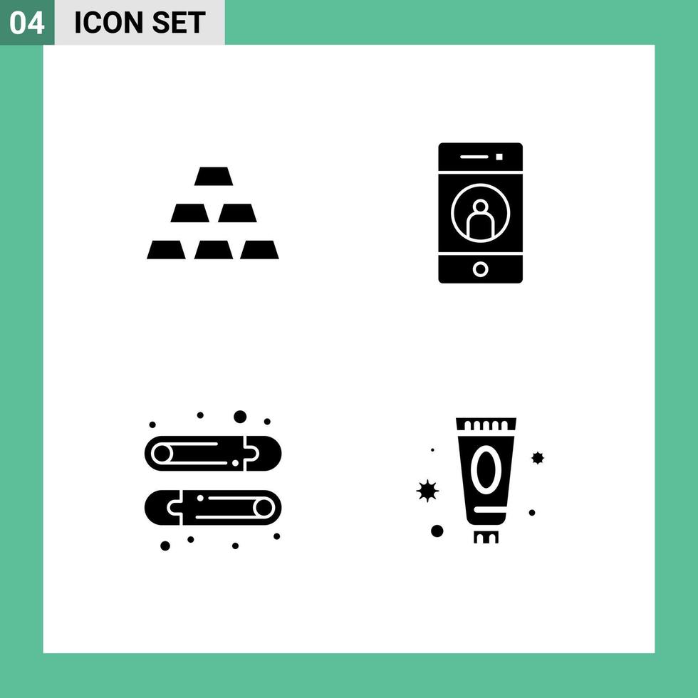 4 User Interface Solid Glyph Pack of modern Signs and Symbols of bricks baby stack media pin Editable Vector Design Elements