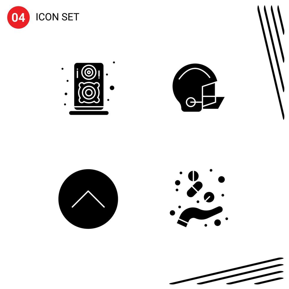 Mobile Interface Solid Glyph Set of Pictograms of audio media american helmet multimedia Editable Vector Design Elements