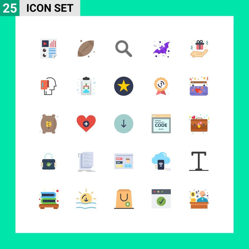 paquete de color plano de interfaz de usuario de 25 de signos y símbolos modernos de elementos de diseño vectorial editables de murciélago de halloween de estados unidos vector