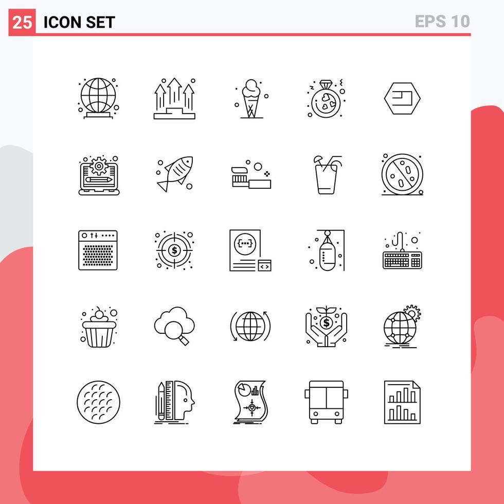 25 Universal Line Signs Symbols of coin proposal ice cream ring heart Editable Vector Design Elements