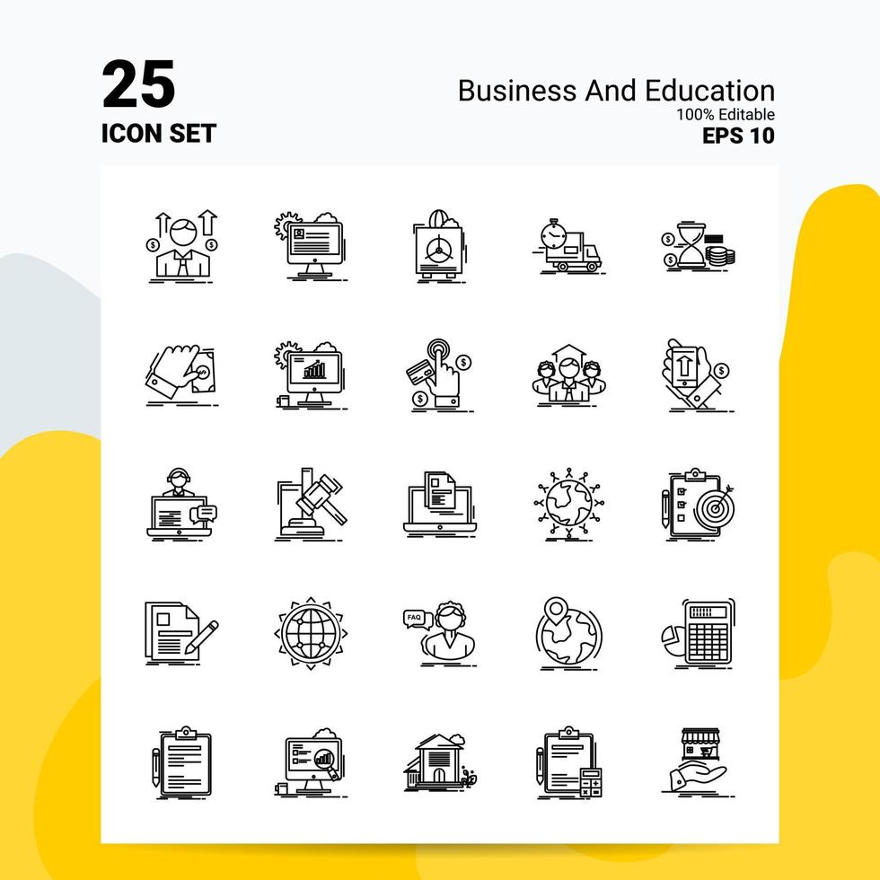 25 Business And Education Icon Set 100 Editable EPS 10 Files Business Logo Concept Ideas Line icon design vector