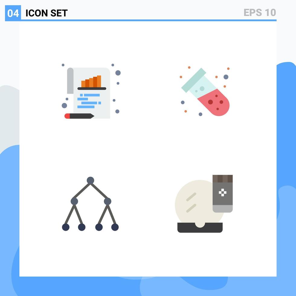 4 Universal Flat Icons Set for Web and Mobile Applications bar social paper tube face base Editable Vector Design Elements
