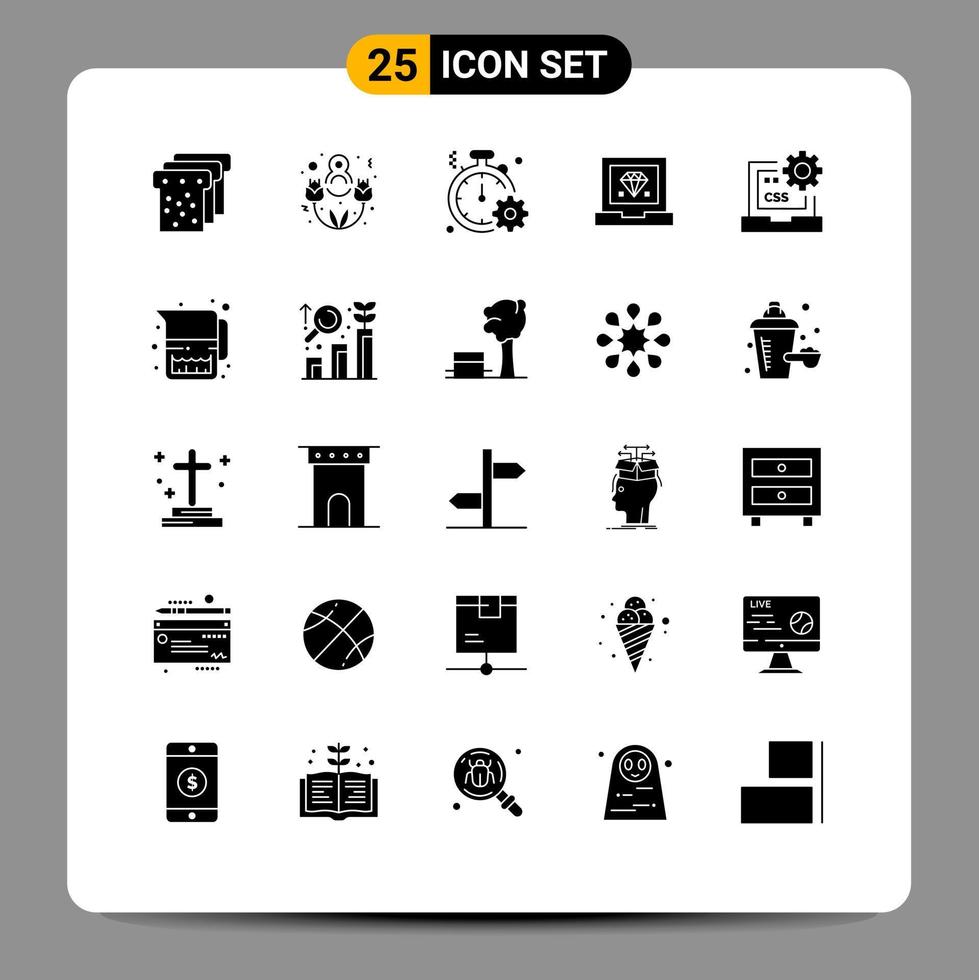 paquete de iconos vectoriales de stock de 25 signos y símbolos de línea para código css programación rápida desarrollar elementos de diseño vectorial editables vector