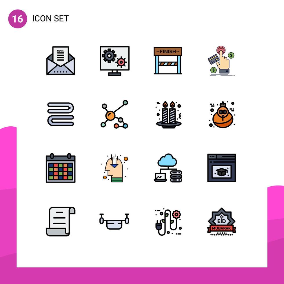 conjunto de 16 iconos de interfaz de usuario modernos signos de símbolos para la configuración de pago web haga clic en el juego elementos de diseño de vectores creativos editables