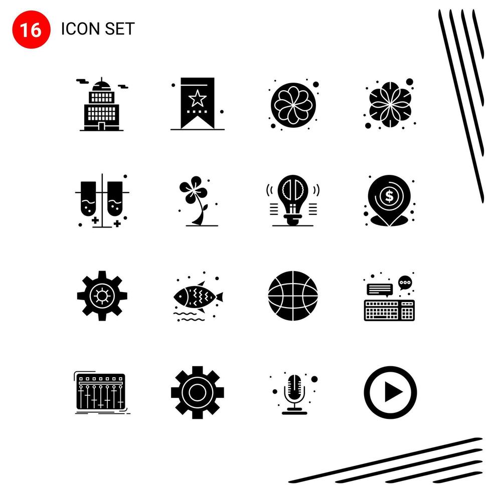 Collection of 16 Vector Icons in solid style Pixle Perfect Glyph Symbols for Web and Mobile Solid Icon Signs on White Background 16 Icons Creative Black Icon vector background