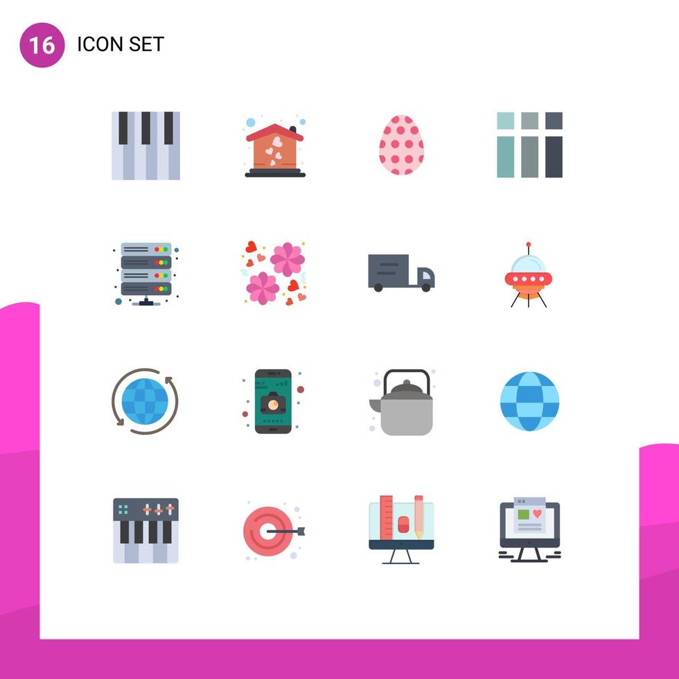 Universal Icon Symbols Group of 16 Modern Flat Colors of database layout decoration image collage Editable Pack of Creative Vector Design Elements