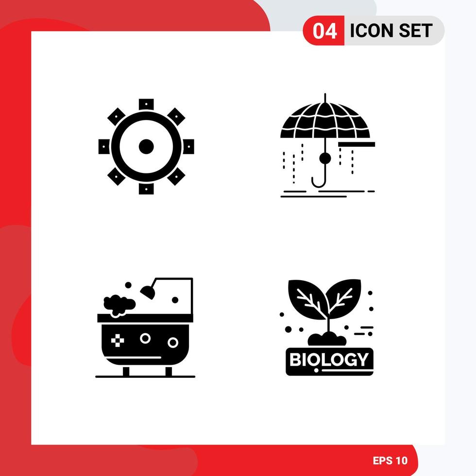 4 Universal Solid Glyphs Set for Web and Mobile Applications construction bathroom finance money shower Editable Vector Design Elements