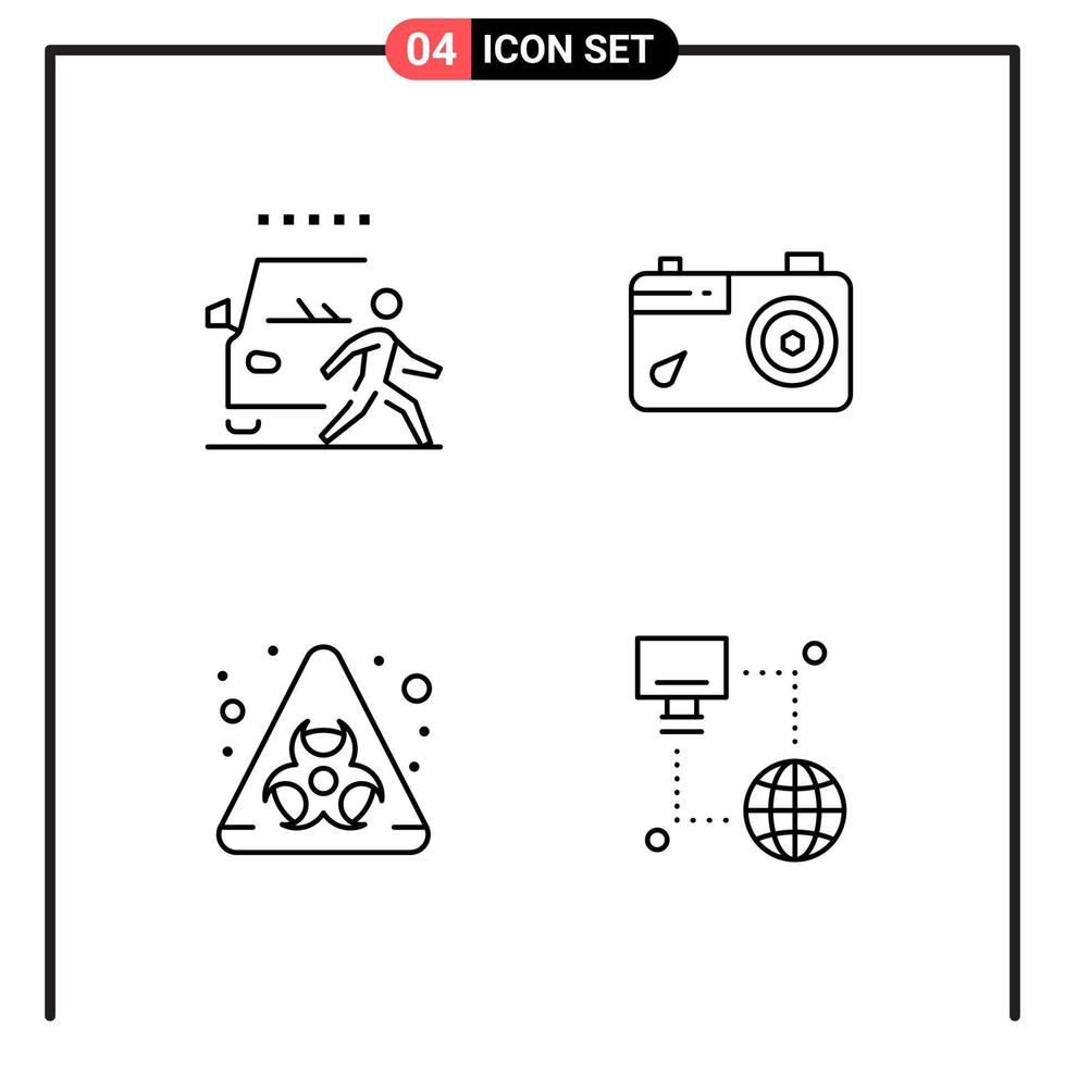 Set of 4 Line Style Icons for web and mobile Outline Symbols for print Line Icon Signs Isolated on White Background 4 Icon Set Creative Black Icon vector background