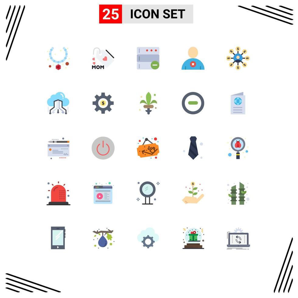 Set of 25 Modern UI Icons Symbols Signs for chain money database user man Editable Vector Design Elements