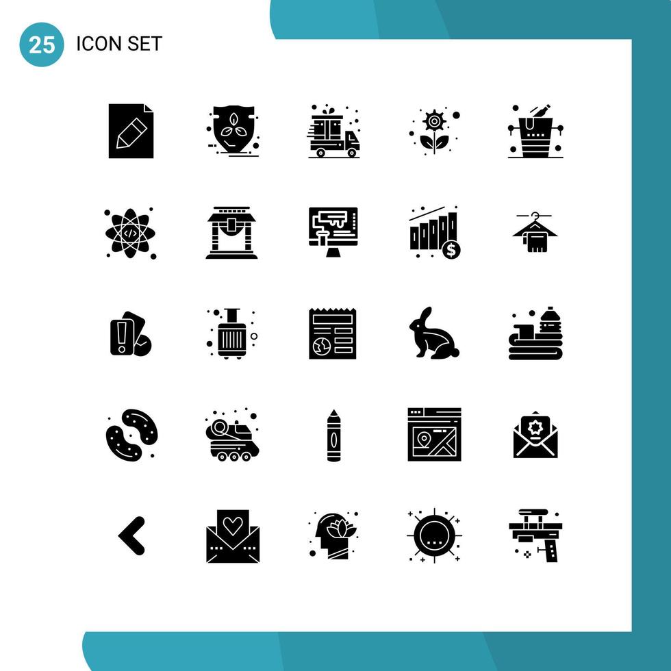 conjunto de 25 iconos de interfaz de usuario modernos símbolos signos para vino champán ciber lunes cubo planta elementos de diseño vectorial editables vector