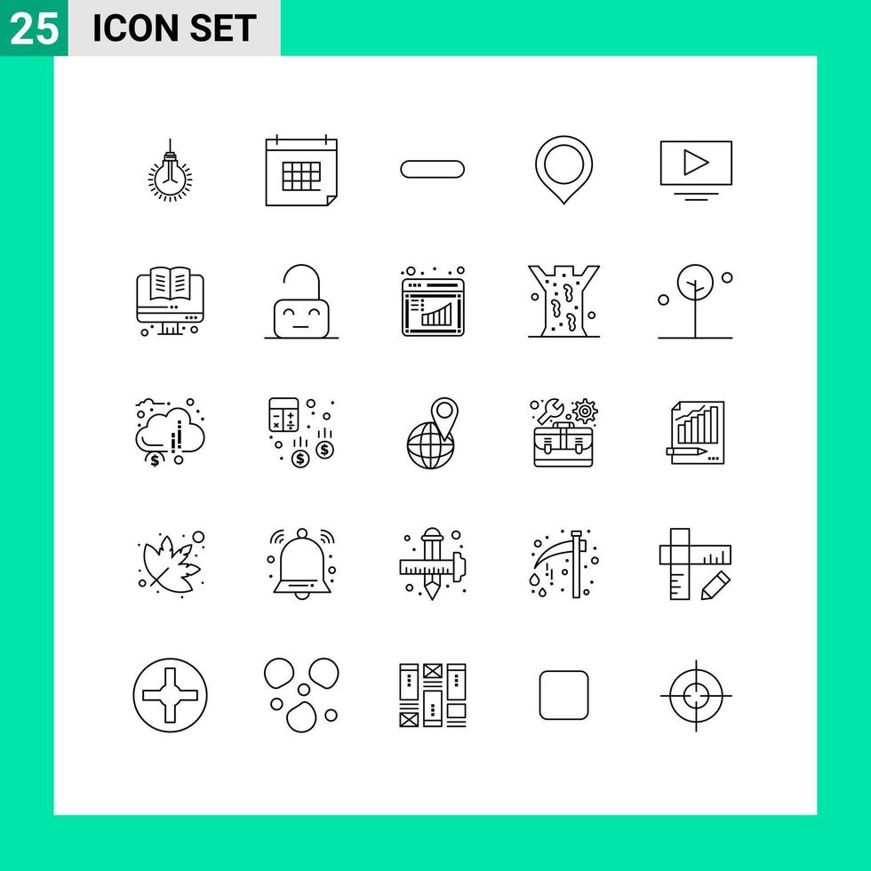 25 Creative Icons Modern Signs and Symbols of mark map day location minus Editable Vector Design Elements