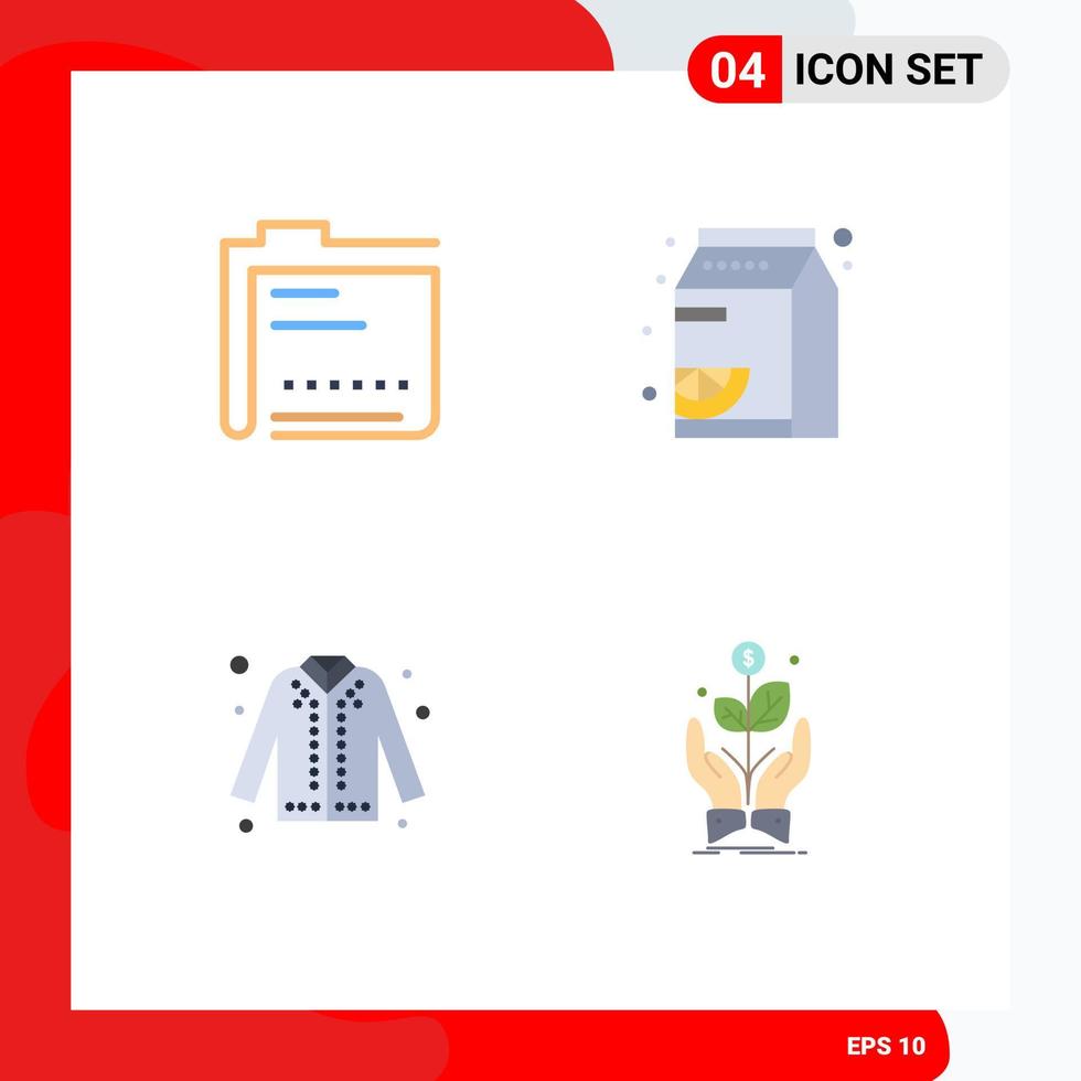 Pictogram Set of 4 Simple Flat Icons of archive jacket document grapefruit fashion Editable Vector Design Elements