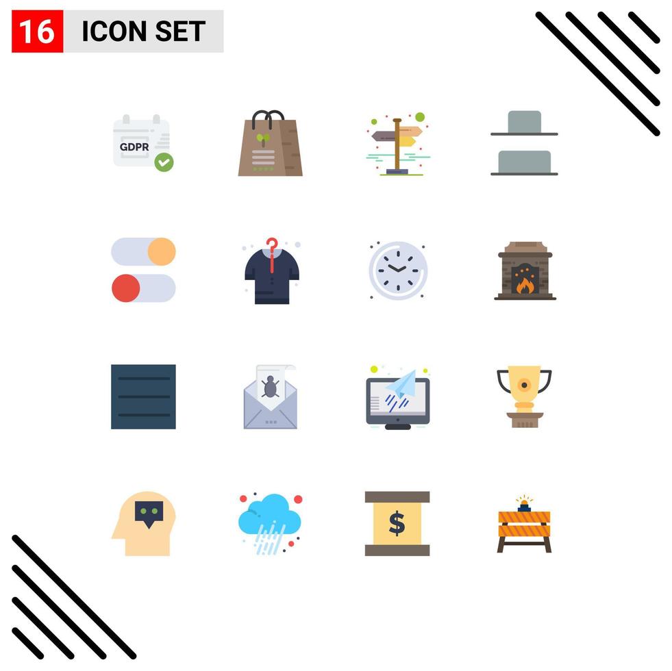 Universal Icon Symbols Group of 16 Modern Flat Colors of radio layout direction ellipsis distribute Editable Pack of Creative Vector Design Elements