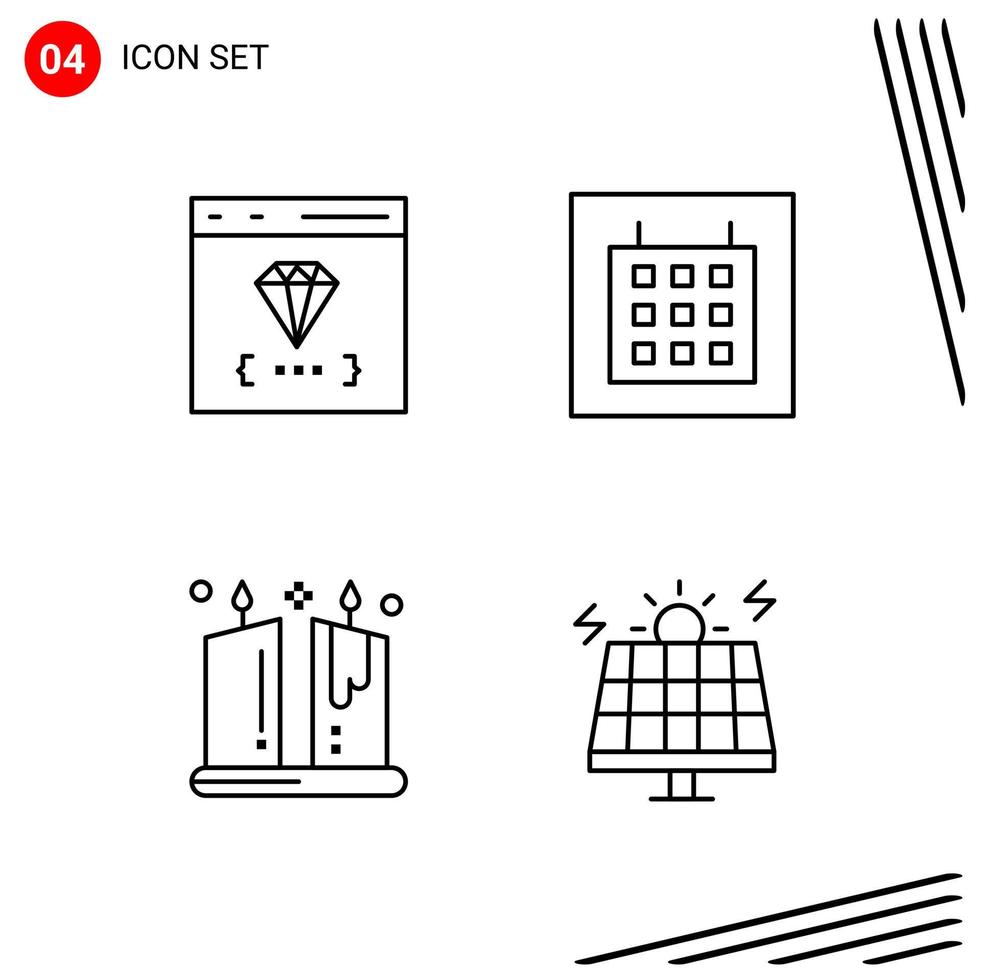 Collection of 4 Vector Icons in Line style Pixle Perfect Outline Symbols for Web and Mobile Line Icon Signs on White Background 4 Icons Creative Black Icon vector background