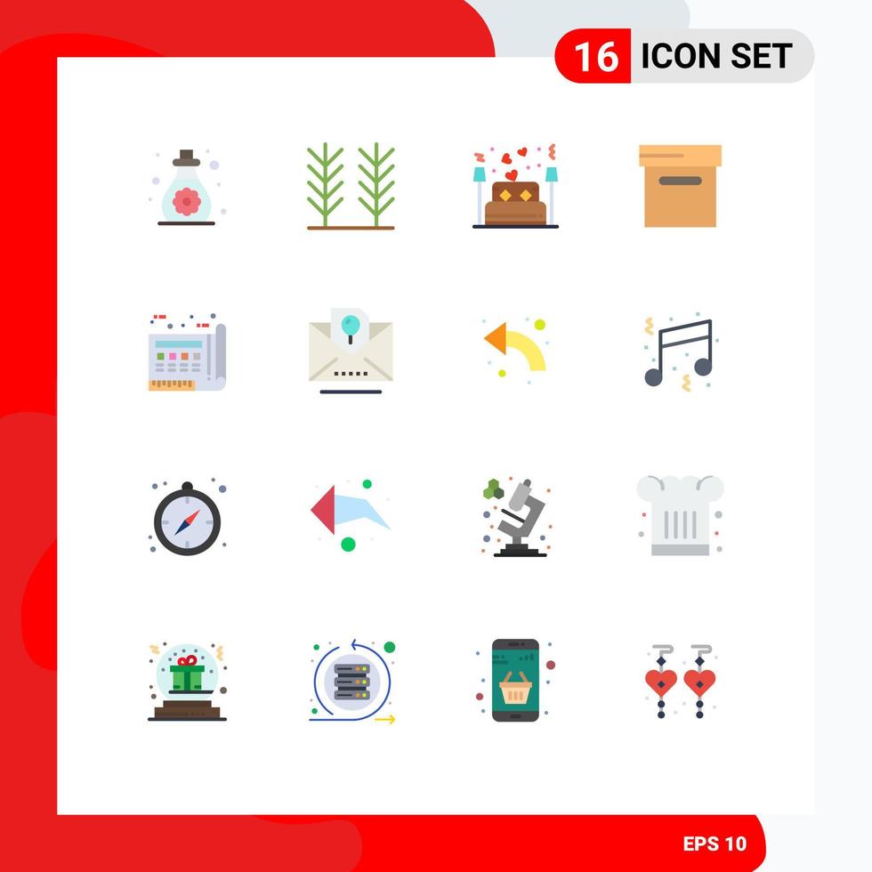 Editable Vector Line Pack of 16 Simple Flat Colors of paper document couple blue archive Editable Pack of Creative Vector Design Elements