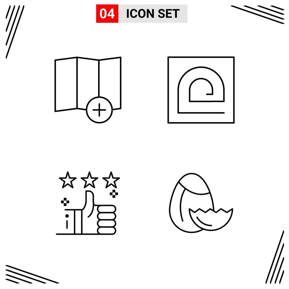 4 Icons Line Style Grid Based Creative Outline Symbols for Website Design Simple Line Icon Signs Isolated on White Background 4 Icon Set Creative Black Icon vector background