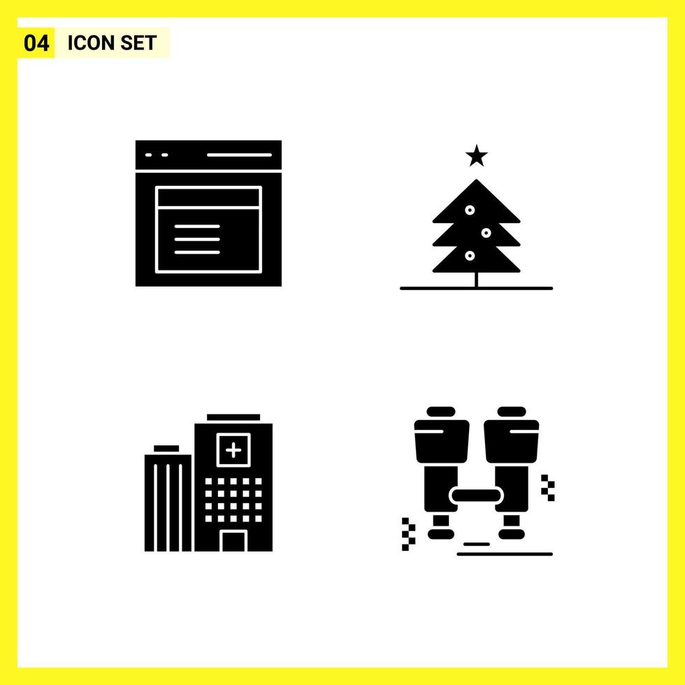 4 Icon Set Simple Solid Symbols Glyph Sign on White Background for Website Design Mobile Applications and Print Media Creative Black Icon vector background