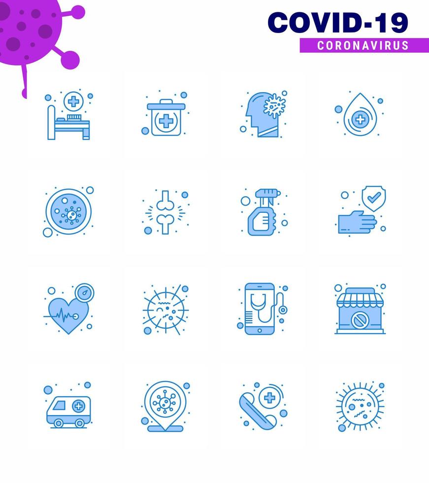 16 Blue Coronavirus disease and prevention vector icon microbe blood ilness bacterium drop viral coronavirus 2019nov disease Vector Design Elements