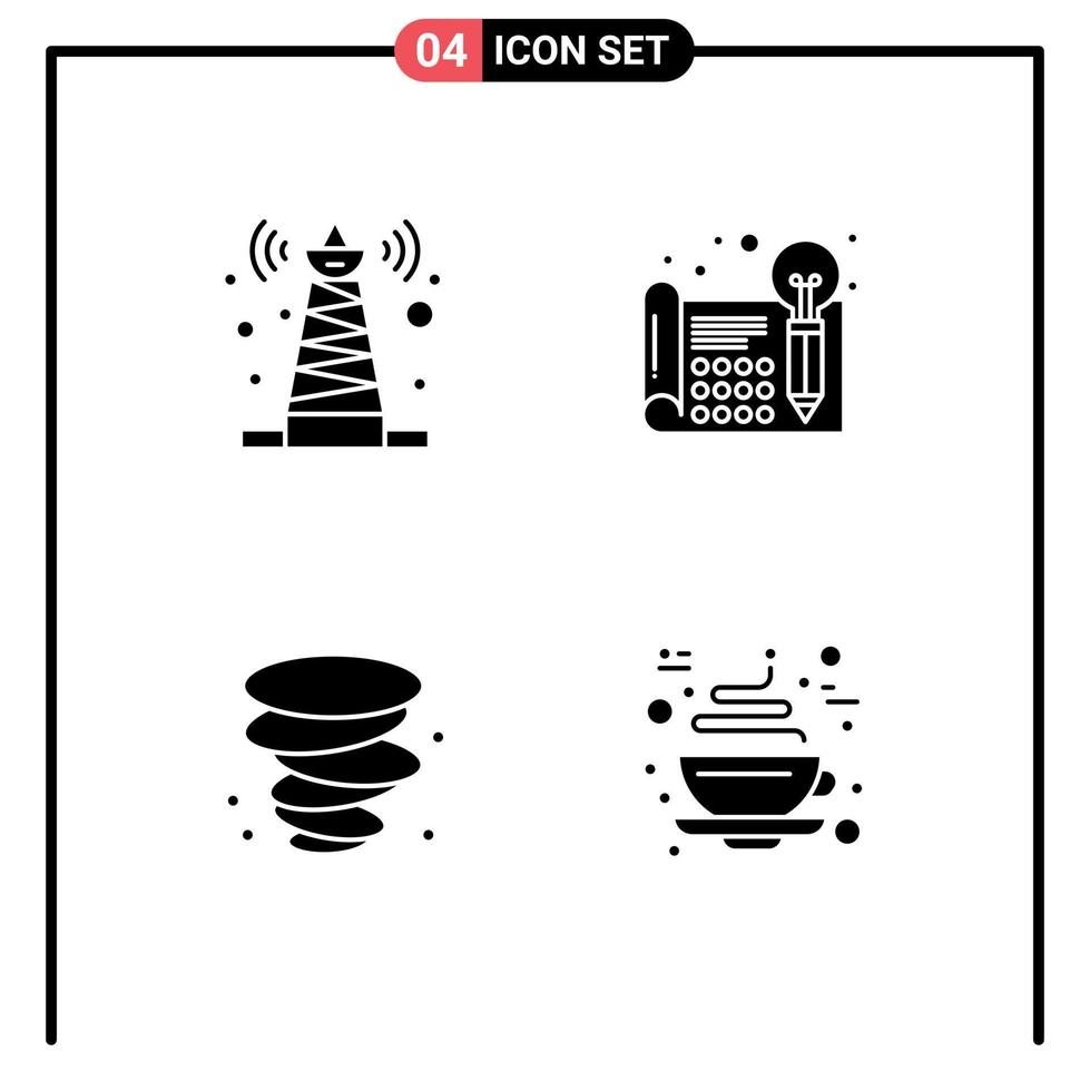 4 iconos creativos signos y símbolos modernos de señal tormenta satélite idea viento elementos de diseño vectorial editables vector