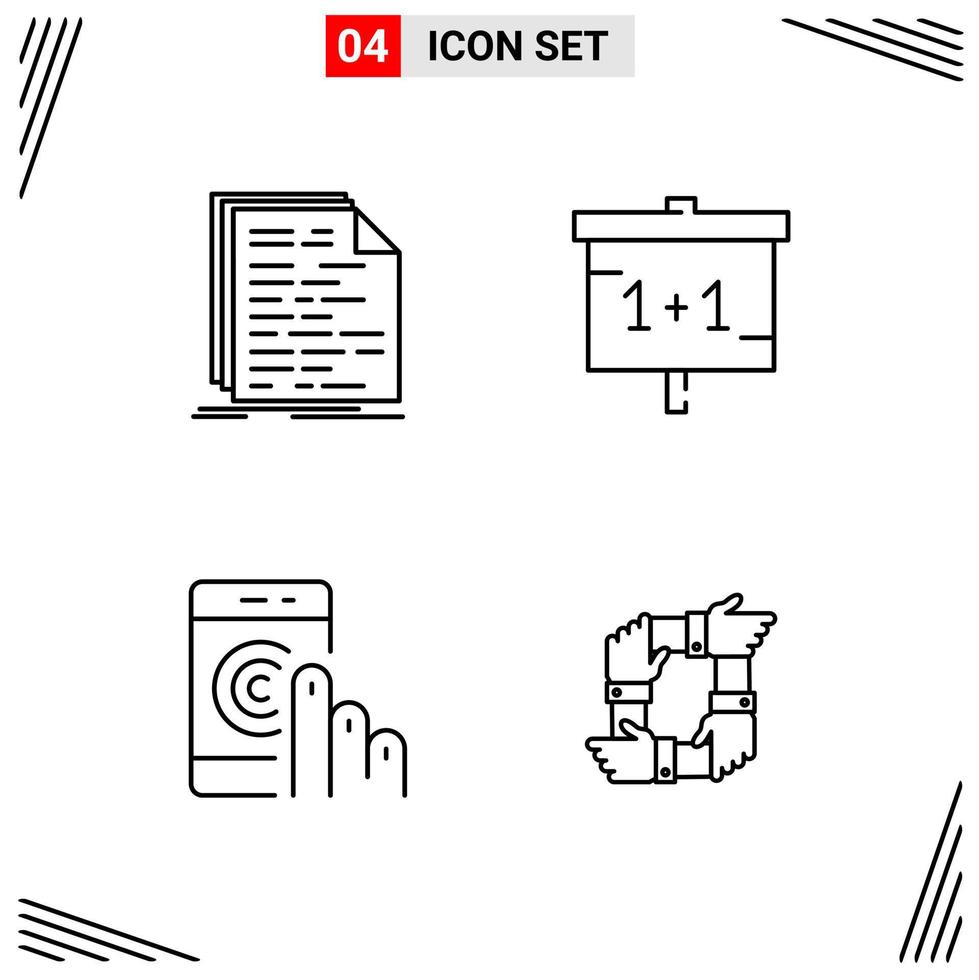 4 Icons Line Style Grid Based Creative Outline Symbols for Website Design Simple Line Icon Signs Isolated on White Background 4 Icon Set Creative Black Icon vector background