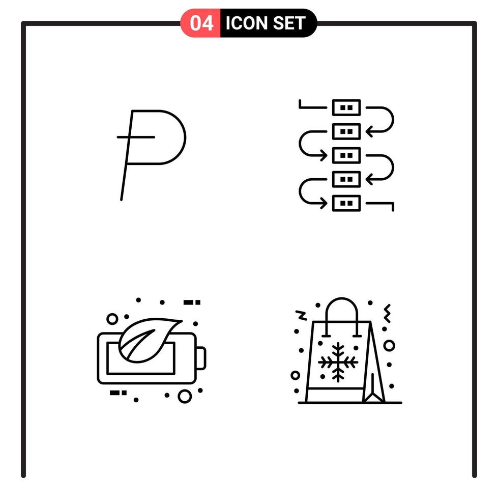 Set of 4 Line Style Icons for web and mobile Outline Symbols for print Line Icon Signs Isolated on White Background 4 Icon Set Creative Black Icon vector background