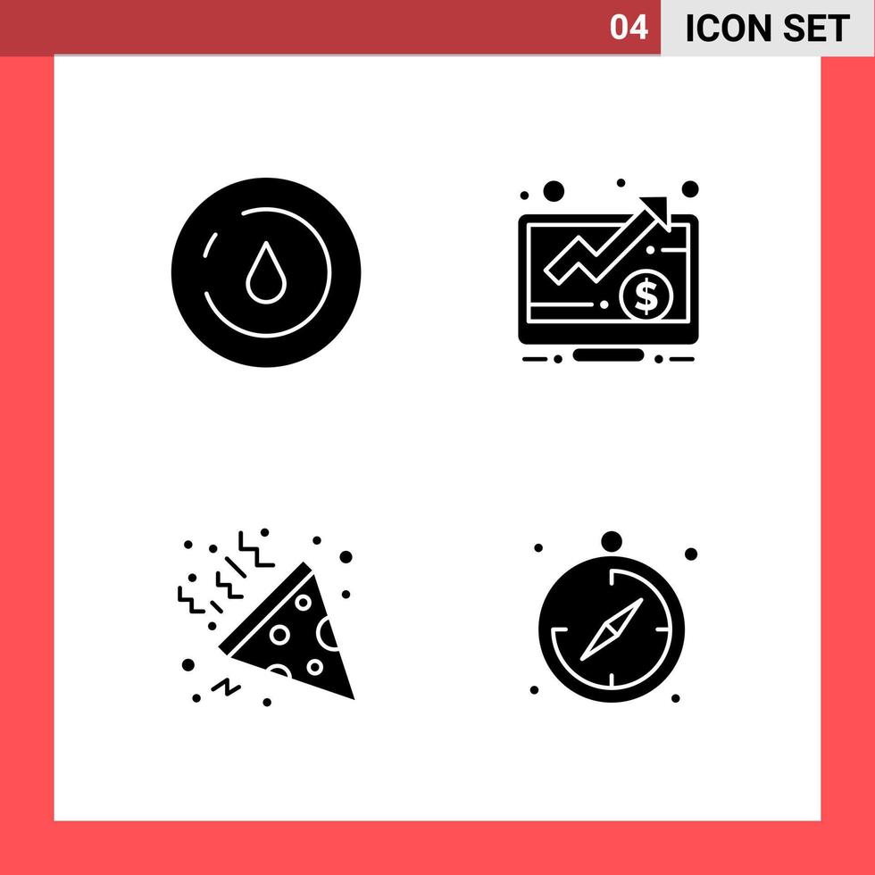 4 Icon Pack Solid Style Glyph Symbols on White Background Simple Signs for general designing Creative Black Icon vector background