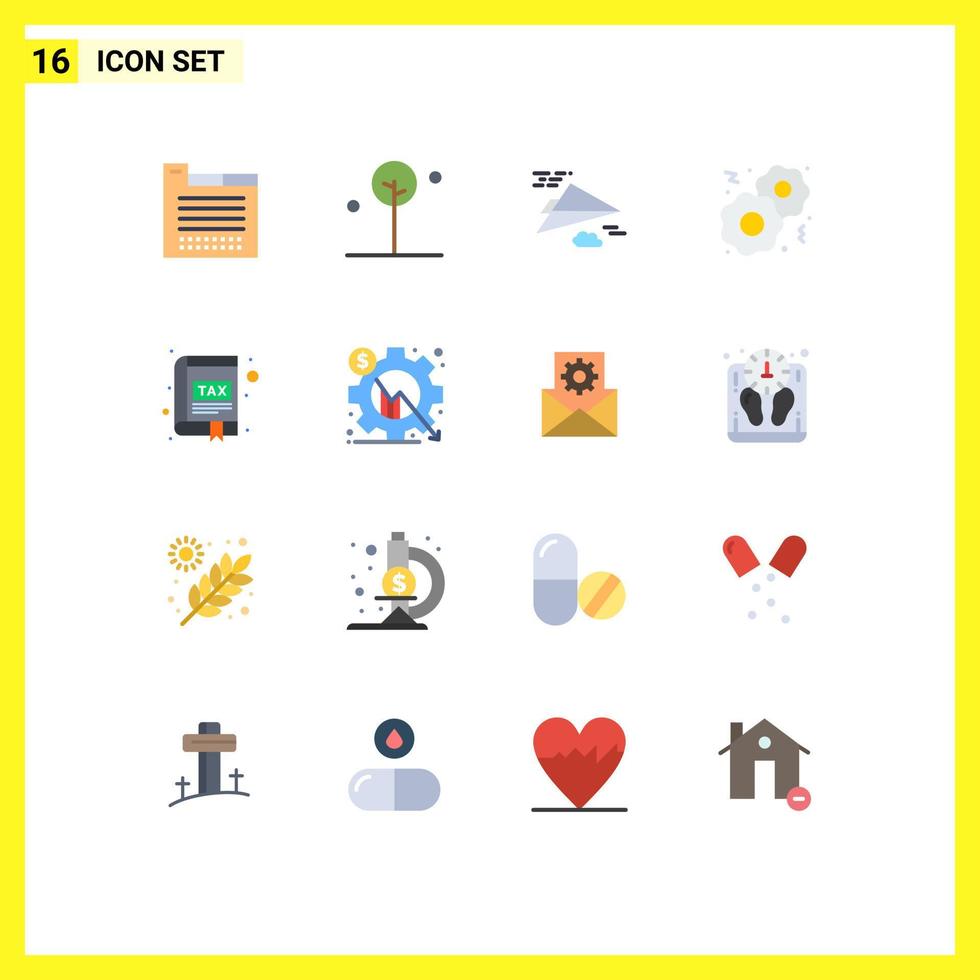 Mobile Interface Flat Color Set of 16 Pictograms of book app paper plane fast cookies Editable Pack of Creative Vector Design Elements