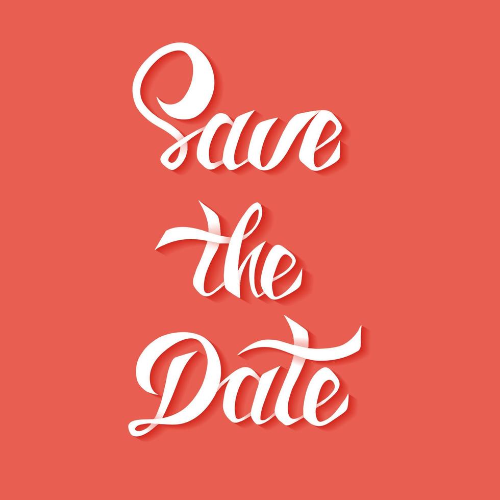 Save the Date vector card template with handdrawn unique typography