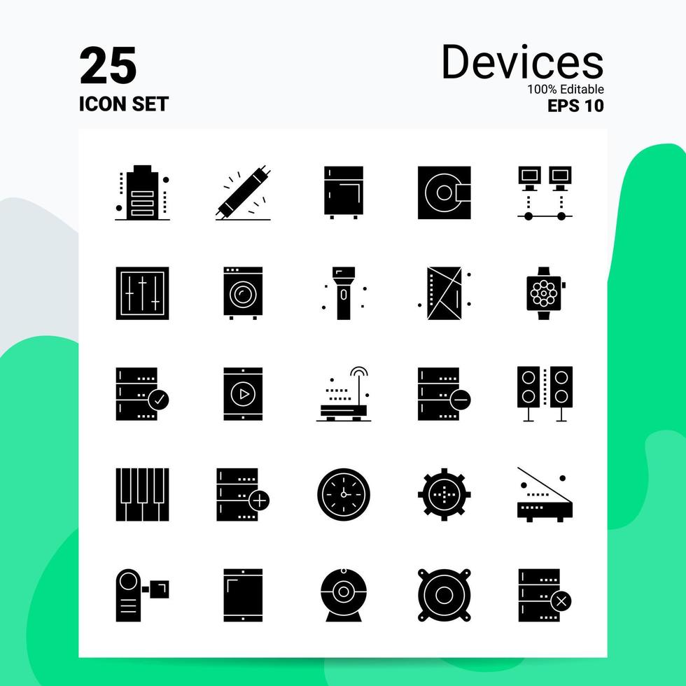 25 Devices Icon Set 100 Editable EPS 10 Files Business Logo Concept Ideas Solid Glyph icon design vector