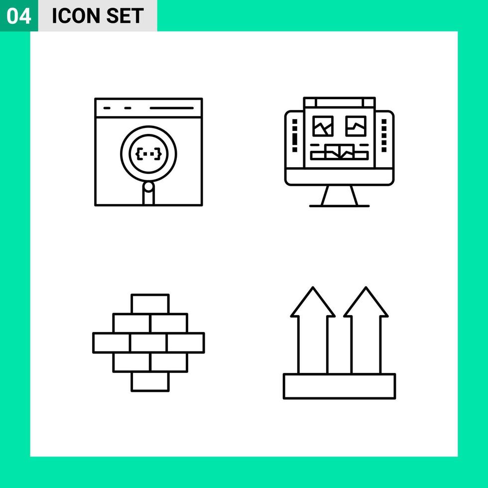 Pack of 4 Line Style Icon Set Outline Symbols for print Creative Signs Isolated on White Background 4 Icon Set Creative Black Icon vector background