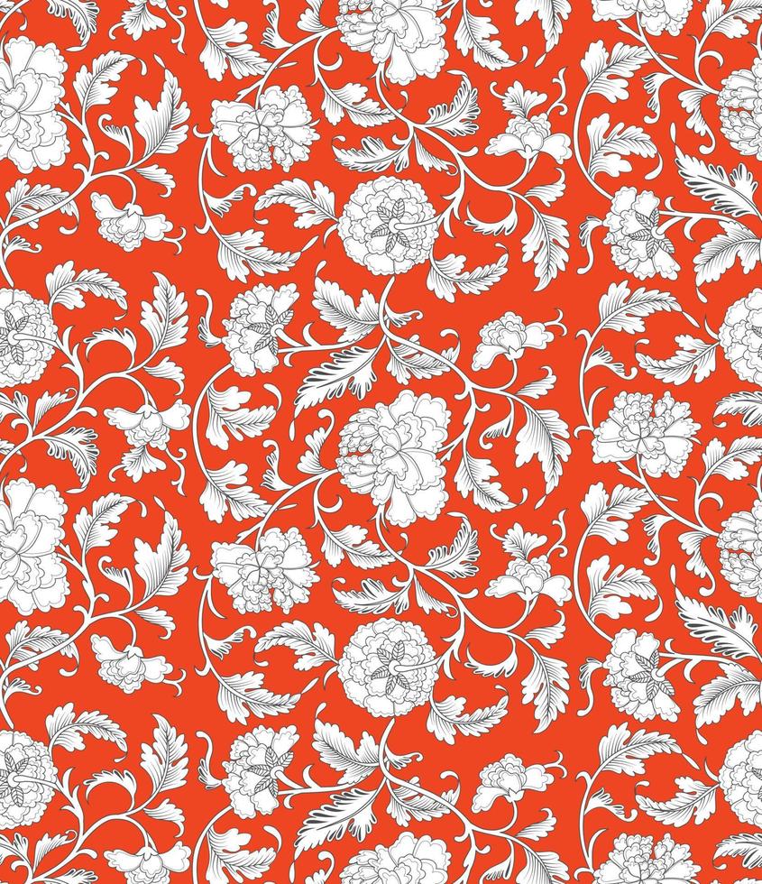 Chinese background with flowers. Seamless pattern. vector