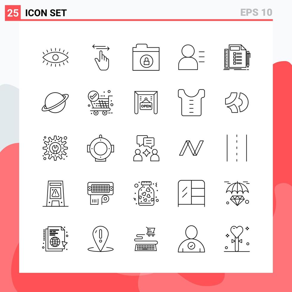 Collection of 25 Vector Icons in Line style Modern Outline Symbols for Web and Mobile Line Icon Sign Isolated on White Background 25 Icons Creative Black Icon vector background