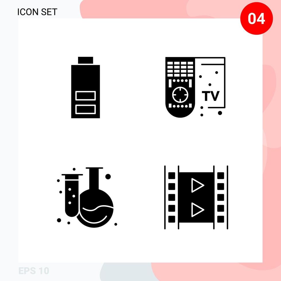 Vector Pack of 4 Icons in Solid Style Creative Glyph Pack isolated on White Background for Web and Mobile Creative Black Icon vector background