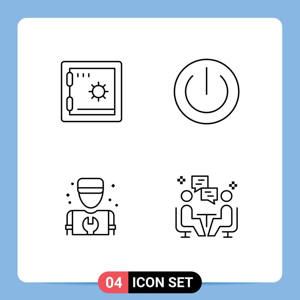 Pictogram Set of 4 Simple Filledline Flat Colors of bank mechanic button gadgets repair Editable Vector Design Elements