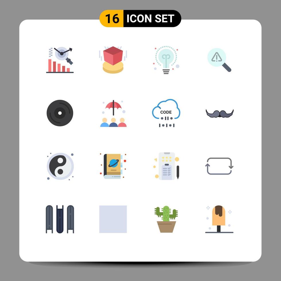 Set of 16 Modern UI Icons Symbols Signs for insurance dj education album view Editable Pack of Creative Vector Design Elements