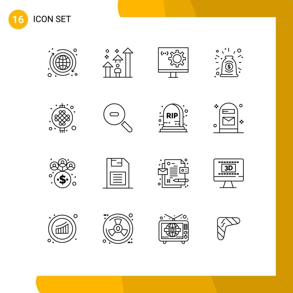 Modern Set of 16 Outlines and symbols such as deal collaboration career agreement development Editable Vector Design Elements