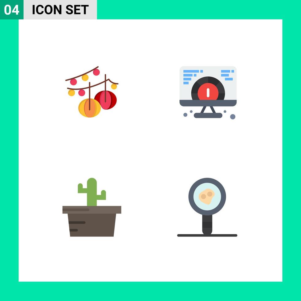 4 Thematic Vector Flat Icons and Editable Symbols of decoration nature lantern website biology analysis Editable Vector Design Elements