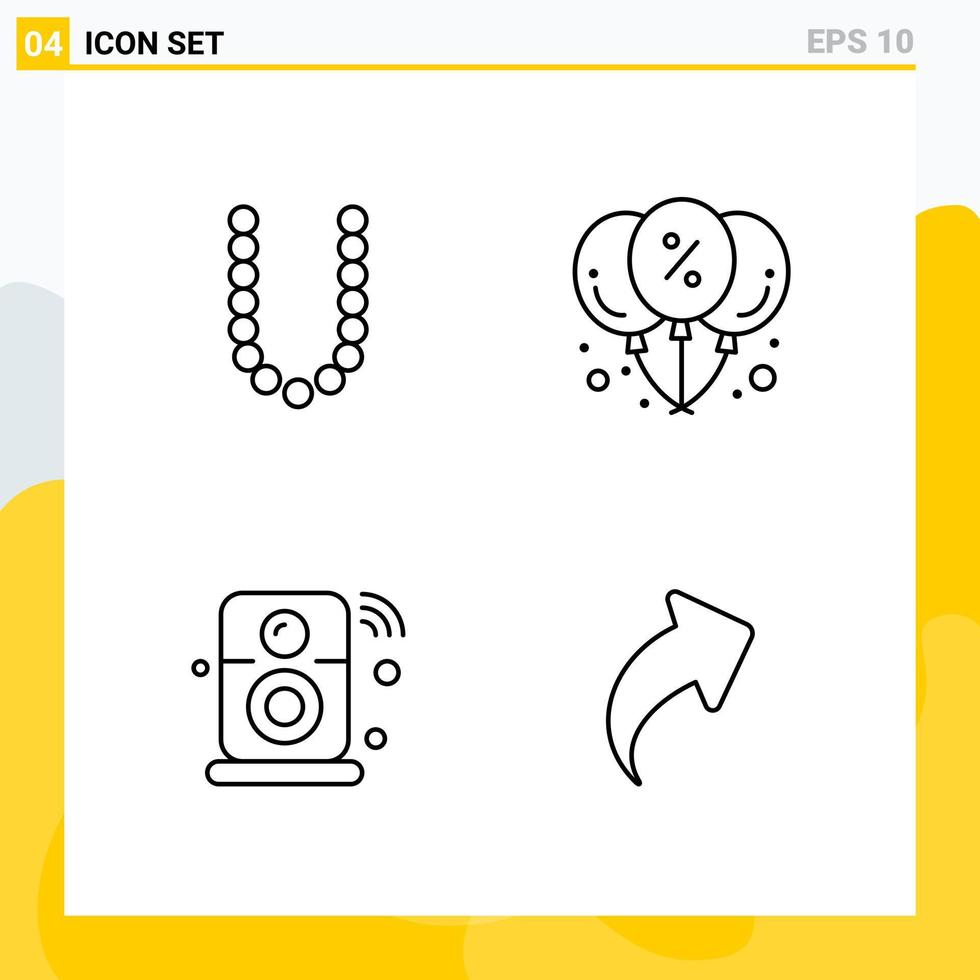 Collection of 4 Universal Line Icons Icon Set for Web and Mobile Creative Black Icon vector background