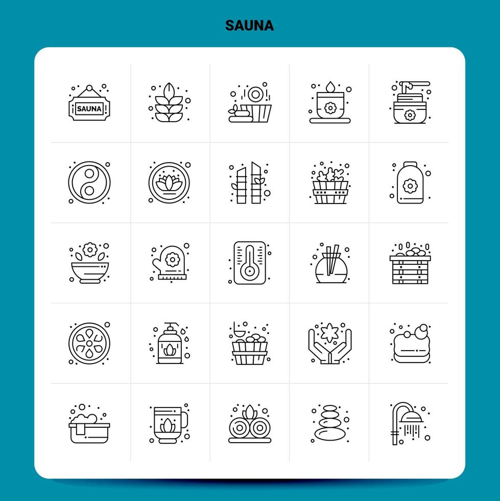 OutLine 25 Sauna Icon set Vector Line Style Design Black Icons Set Linear pictogram pack Web and Mobile Business ideas design Vector Illustration