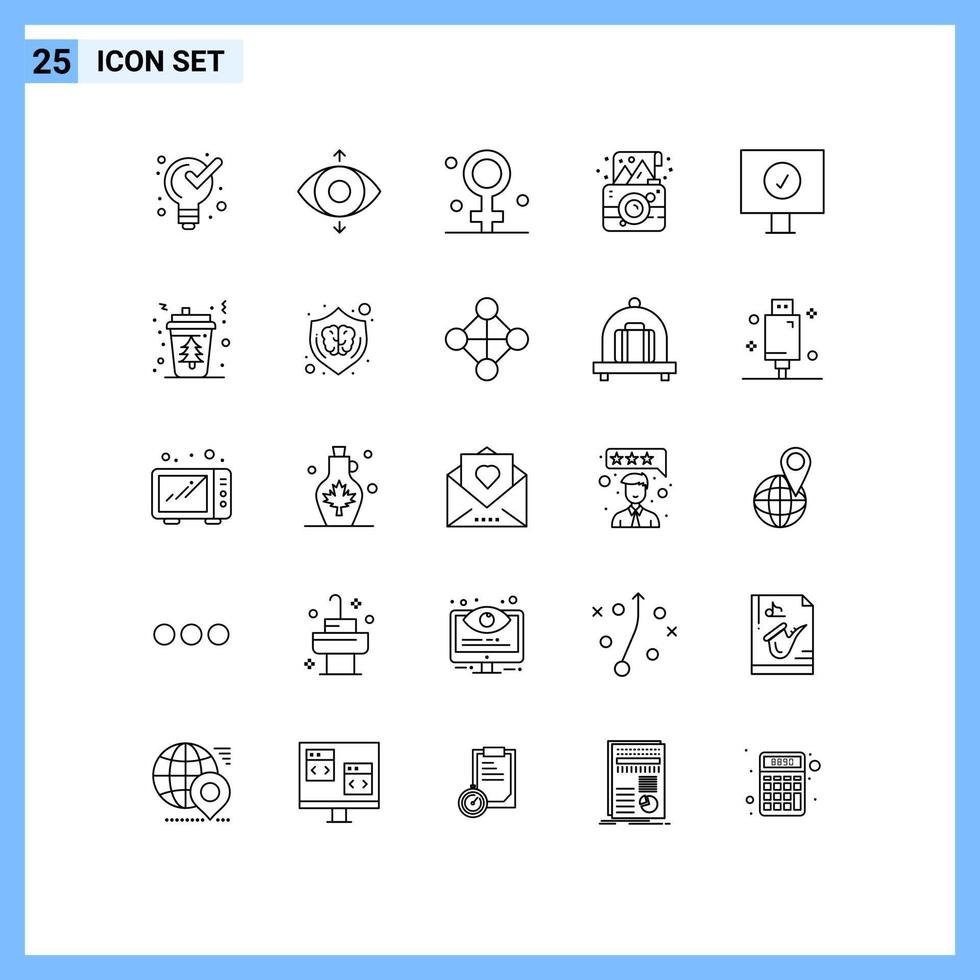 Modern Set of 25 Lines and symbols such as computer photograph female photo camera Editable Vector Design Elements