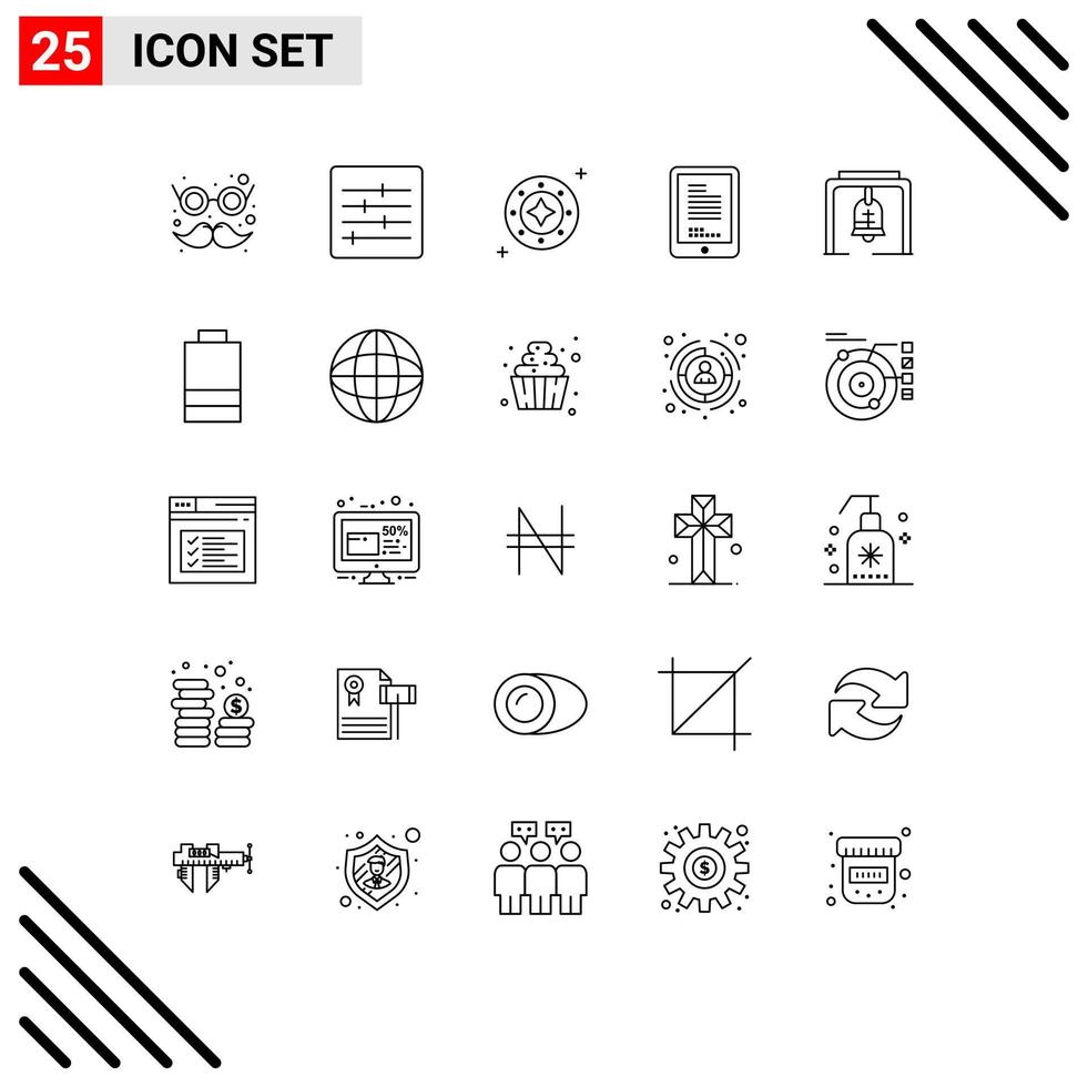 Stock Vector Icon Pack of 25 Line Signs and Symbols for alert hardware galaxy coding universe Editable Vector Design Elements