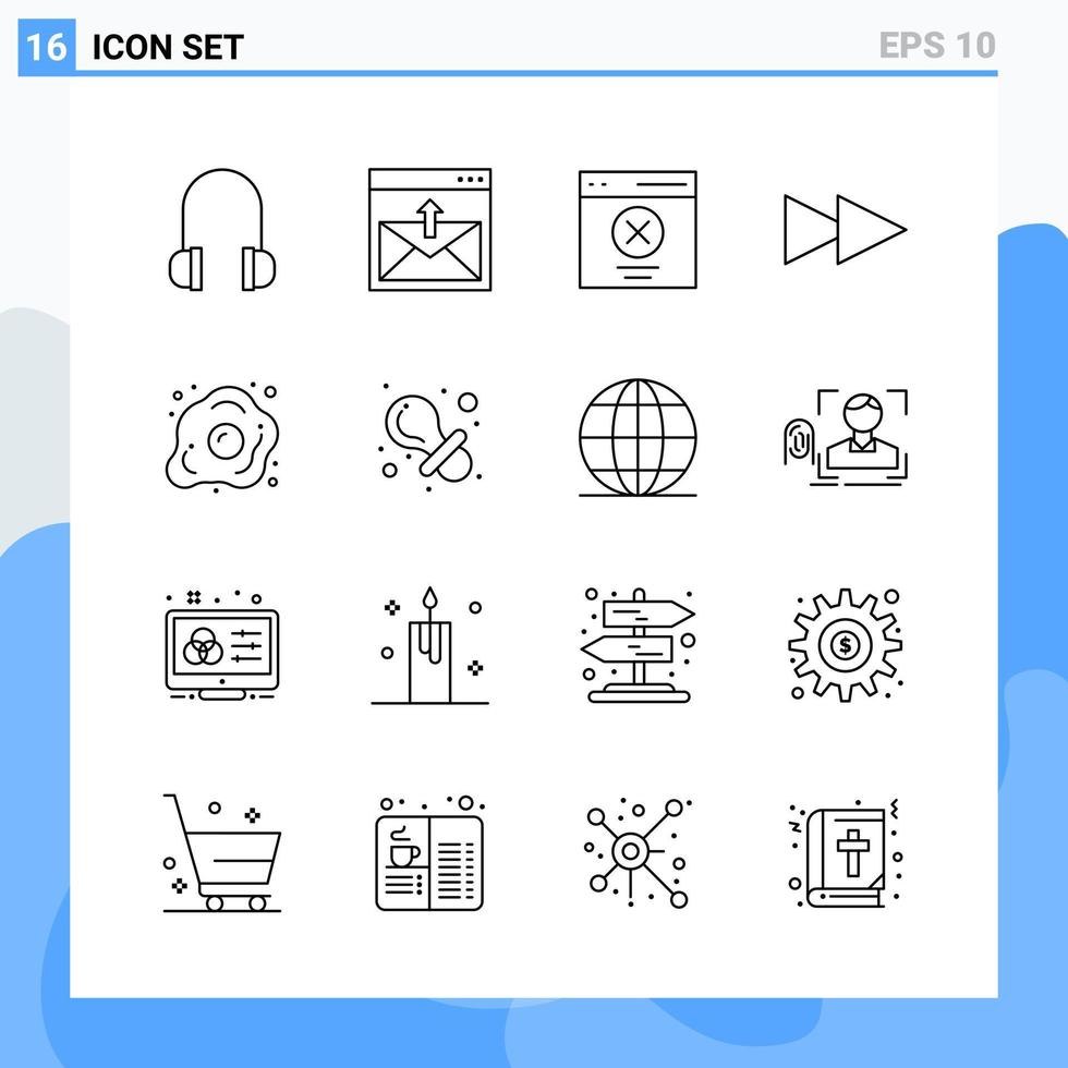 iconos de estilo moderno de 16 líneas delinean símbolos para uso general signo de icono de línea creativa aislado en fondo blanco paquete de 16 iconos fondo de vector de icono negro creativo