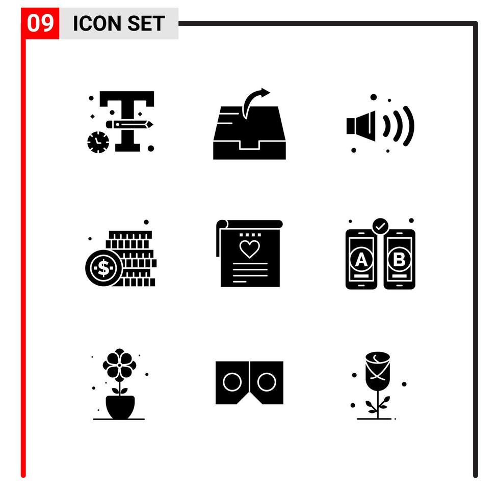 9 iconos generales para el diseño de sitios web, impresión y aplicaciones móviles 9 símbolos de glifo signos aislados en fondo blanco 9 paquete de iconos creativo fondo de vector de icono negro