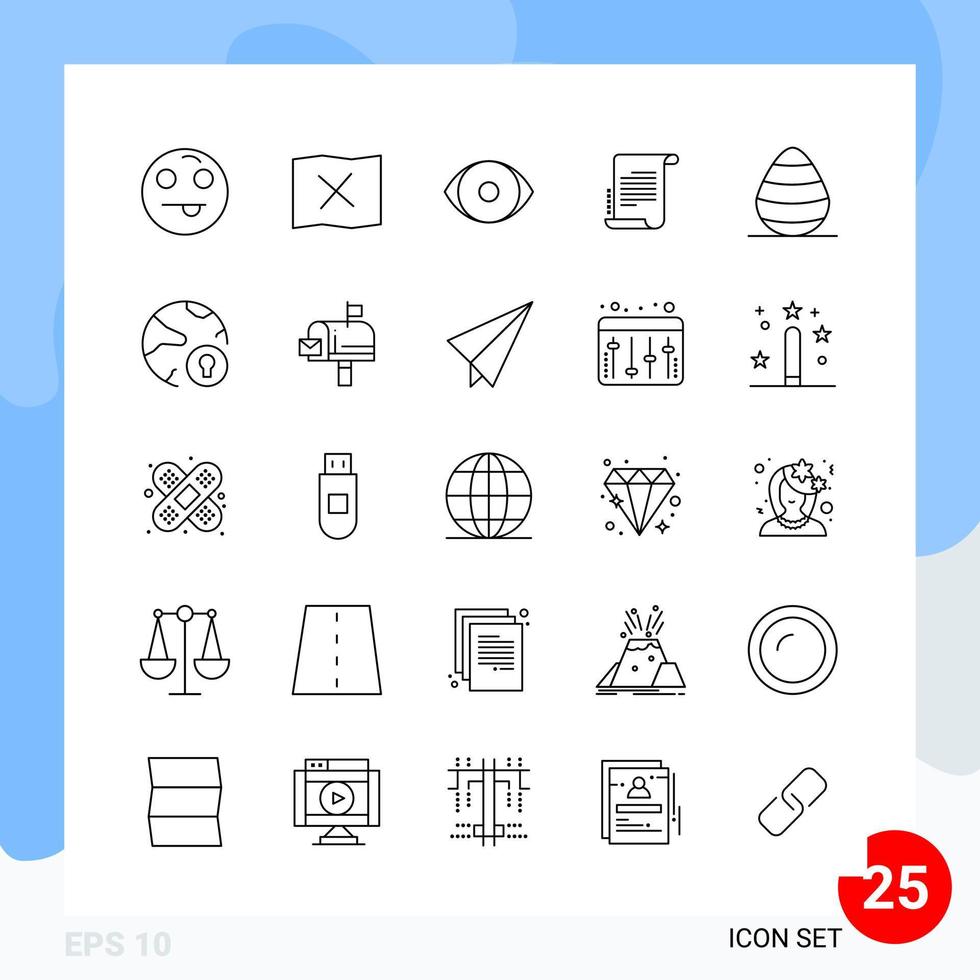 Modern Pack of 25 Icons Line Outline Symbols isolated on White Backgound for Website designing Creative Black Icon vector background