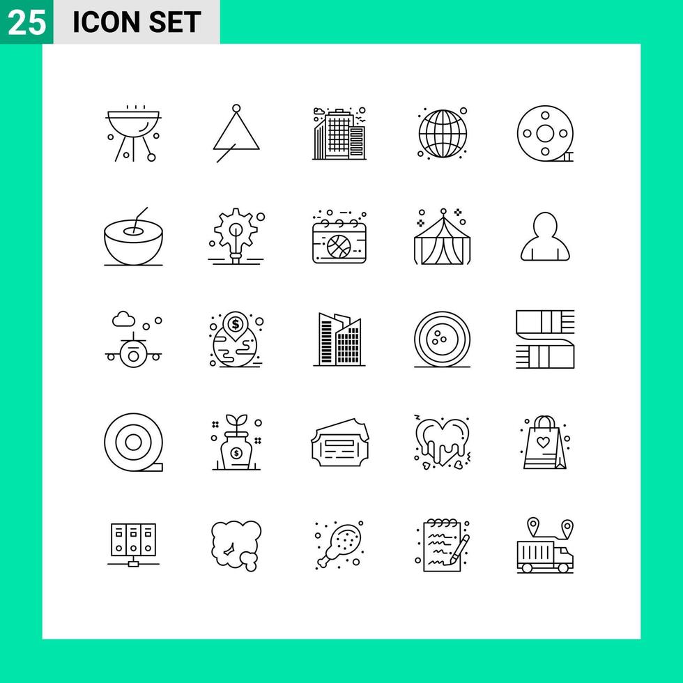 Universal Icon Symbols Group of 25 Modern Lines of action clapper seo sound internet office Editable Vector Design Elements