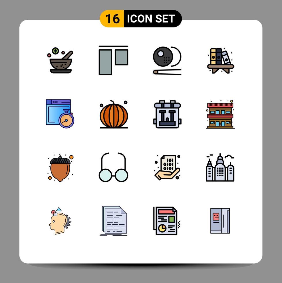 Stock Vector Icon Pack of 16 Line Signs and Symbols for computing brower snooker file book Editable Creative Vector Design Elements