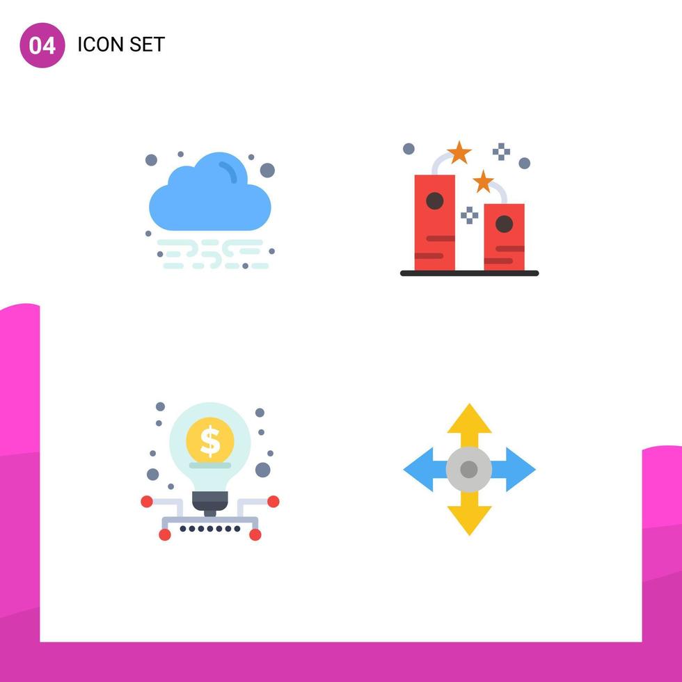 Stock Vector Icon Pack of 4 Line Signs and Symbols for energy investment celebration holidays stock Editable Vector Design Elements