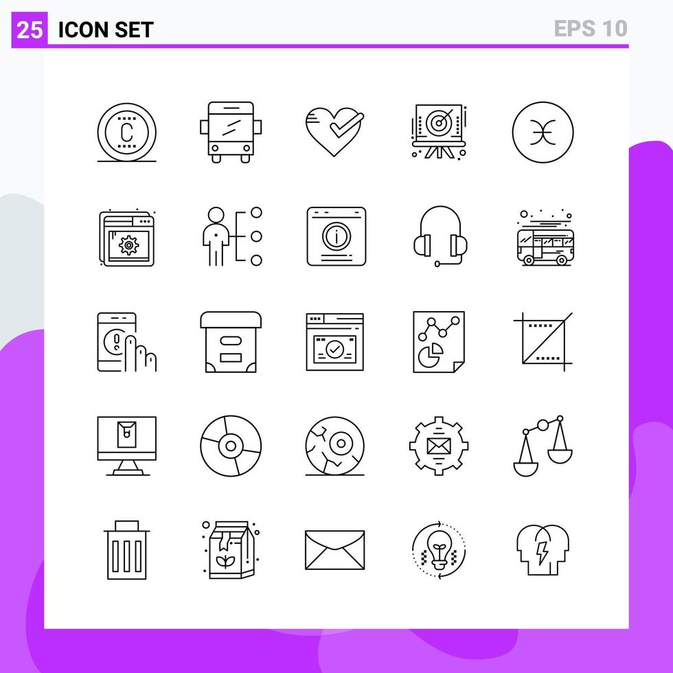 Set of 25 icons in Line style Creative Outline Symbols for Website Design and Mobile Apps Simple Line Icon Sign Isolated on White Background 25 Icons Creative Black Icon vector background