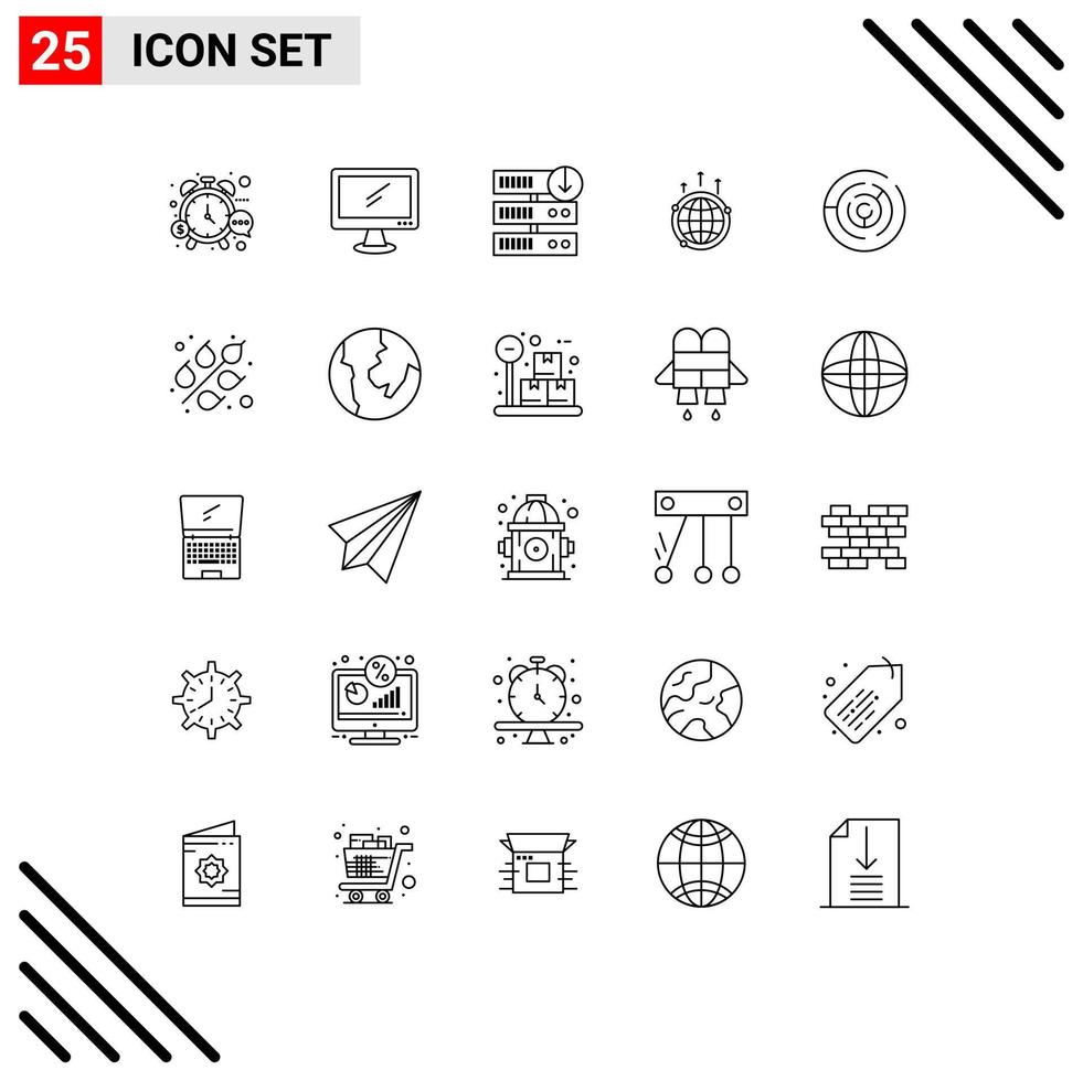 Editable Vector Line Pack of 25 Simple Lines of connection business imac globe server downgrade Editable Vector Design Elements